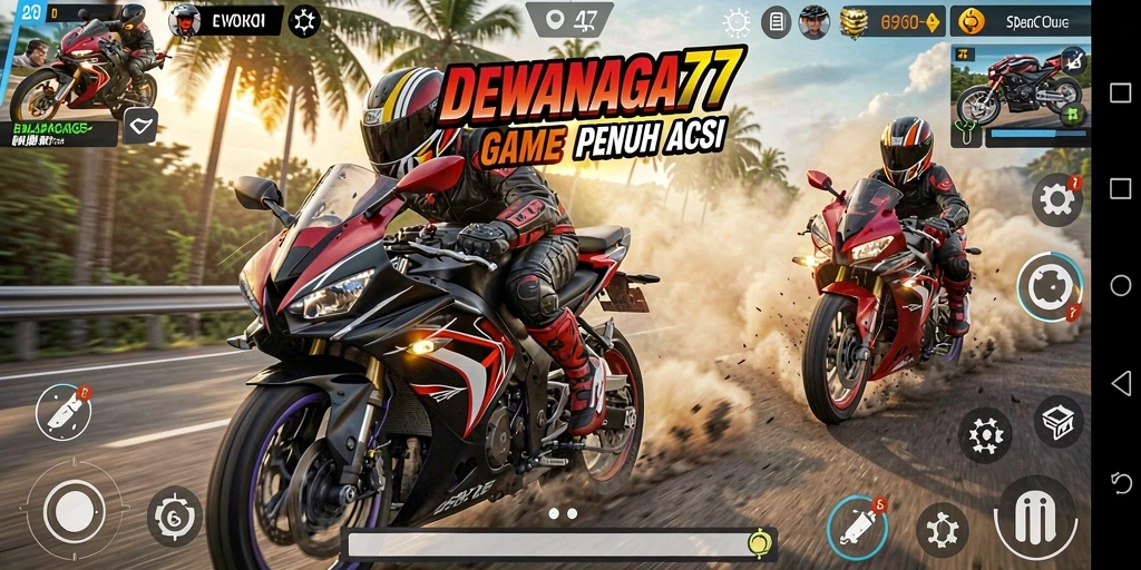 Gameplay seru balap motor di DEWANAGA77.