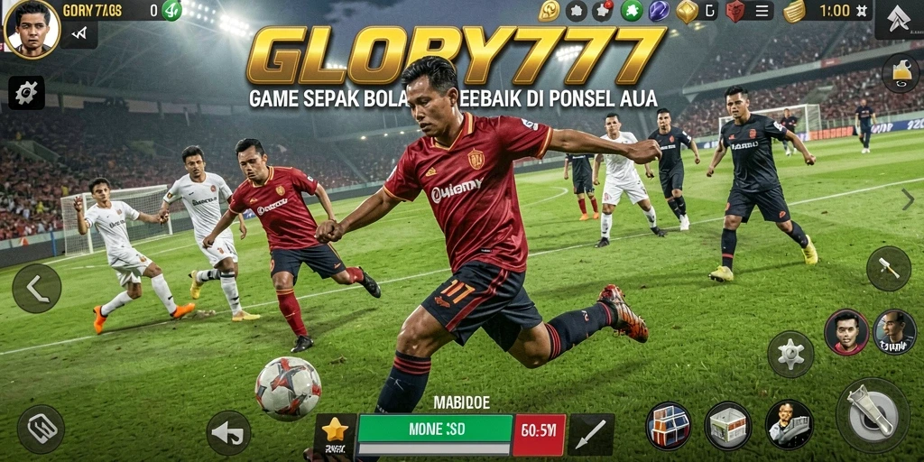 Gameplay seru GLORY777 dengan aksi sepak bola yang menegangkan.