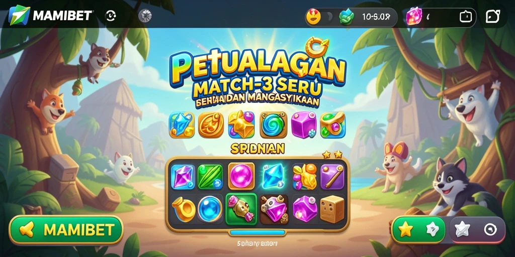Tampilan gameplay MAMIBET dengan elemen match-3 yang menarik.