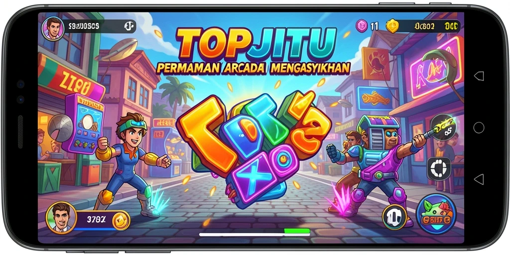 Screenshot gameplay TOPJITU menampilkan keseruan permainan arcade.